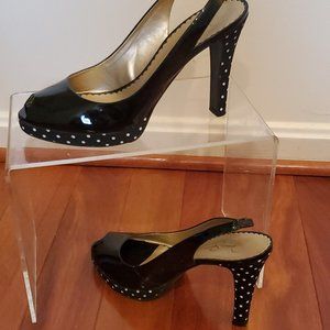 EUC JESSICA SIMPSON BLACK PATENT POLKA DOT SHOES